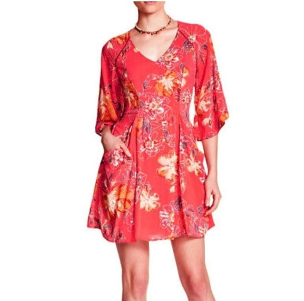 NWT Free People Sz 12 For Your Eyes Only Poppy Floral Dress Above Knee